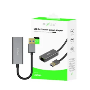Rixus RXEA02 – Adaptateur réseau USB-A 3.0 vers RJ45 Gigabit Gris