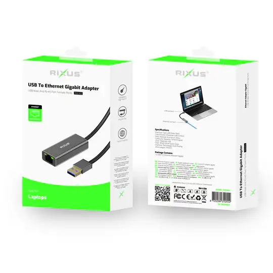 Rixus RXEA02 – Adaptateur réseau USB-A 3.0 vers RJ45 Gigabit Gris – Image 4