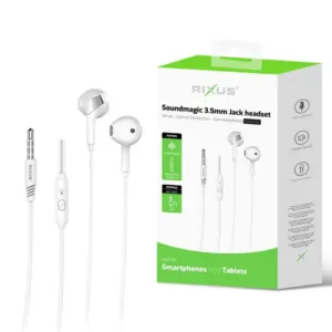 Rixus Soundmagic RXHD19J – Écouteurs filaires Jack 3,5 mm Blanc