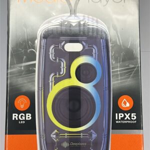 Enceinte Bluetooth Party Bass Deepbass BOX-10 – Haut-Parleur Portable RGB LED Étanche IPX5 avec Couplage Sans Fil