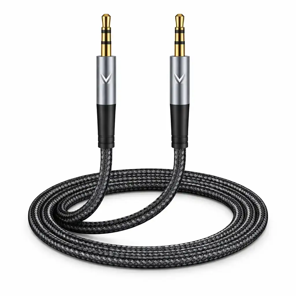 M - Câble AUX Jack 3.5 mm vers 3.5 mm 1m Tressé Noir