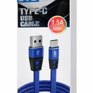 STD - Câble USB vers USB-C tressé bleu 1.5A 3 m