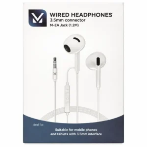 M - Écouteurs filaires Jack 3.5 mm avec micro 1.2m Blanc