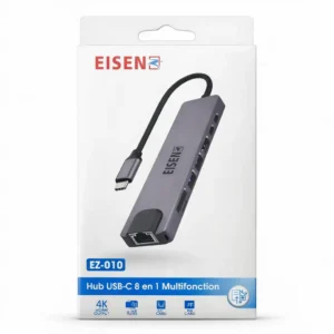 EisenZ - Hub USB-C 8 en 1 HDMI 4K RJ45