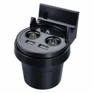 HOCO - Chargeur voiture porte-gobelet 2 prises allume-cigare + 2 ports USB 3.1A